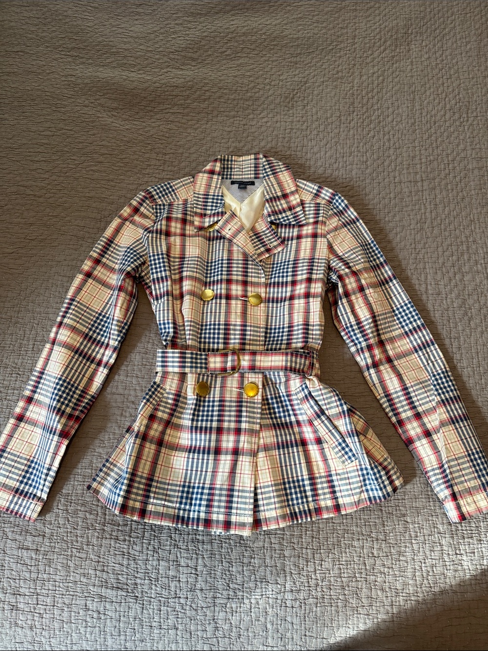 Tommy Hilfiger Belted Plaid Jacket